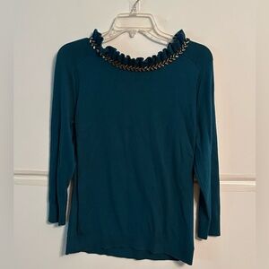 RSVP By Talbots Dark Green Women's Blouse with Jeweled neckline